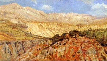 エドウィン・ロード・ウィークス Painting - アトラス山脈の村 モロッコ ペルシア人 エジプト人 インド人 エドウィン・ロード・ウィークス